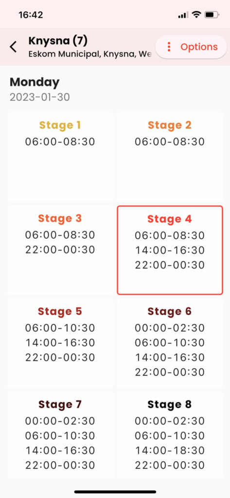 Loadshedding in Südafrika Eskom App