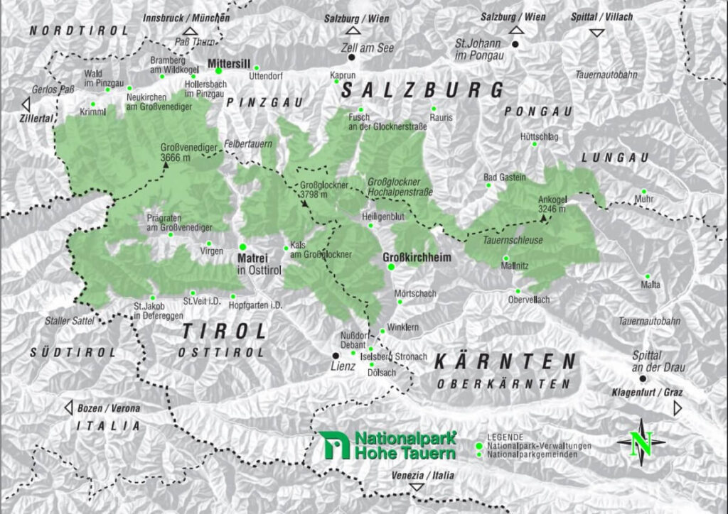 Karte Nationalpark Hohe Tauern