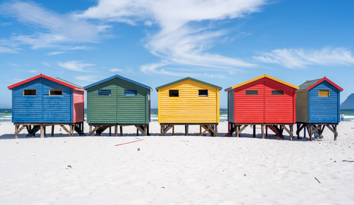 Muizenberg Südafrika Bunte Holzhäuser