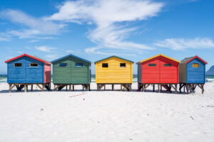 Muizenberg Südafrika Bunte Holzhäuser