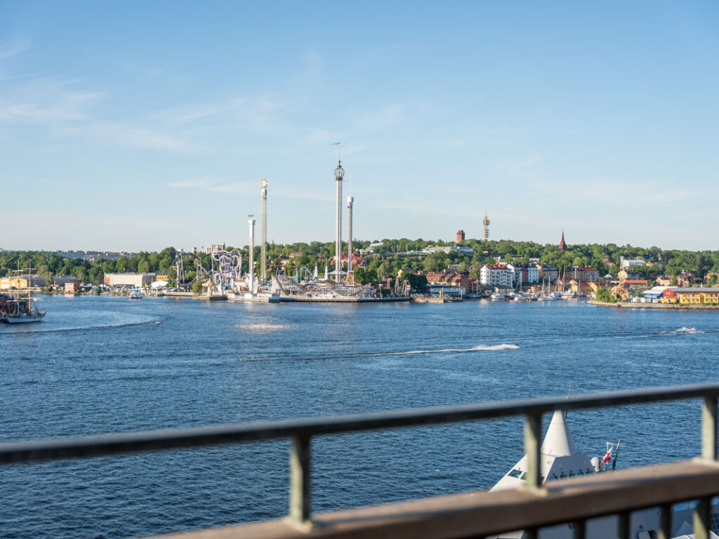 Tolle Sicht von Fjällgatan zur Insel Djurgården & Gröna Lund Fjällgatan Aussicht Djurgarden